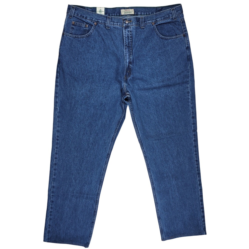 St Johns Bay Mens Easy Fit Straight Leg Blue Denim Jeans 44x30 NWT (44X34)